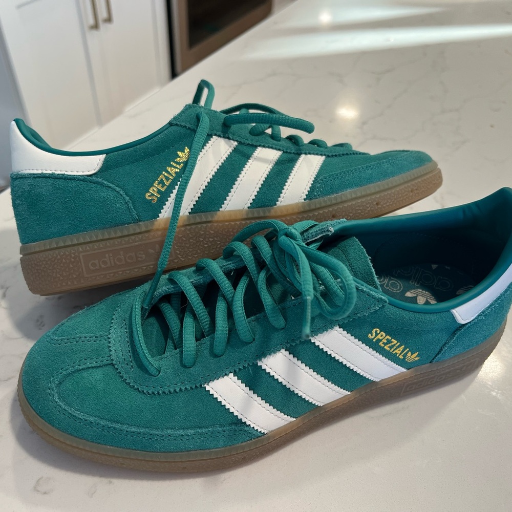 Adidas Spezial Teal and White Sneakers